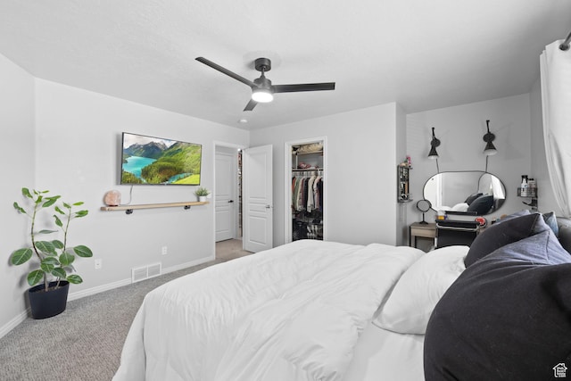 10751 S Pine Shadow Rd W, South Jordan, UT 84009 - carpeted bedroom featuring baseboards, a spacious closet, and a ceiling fan