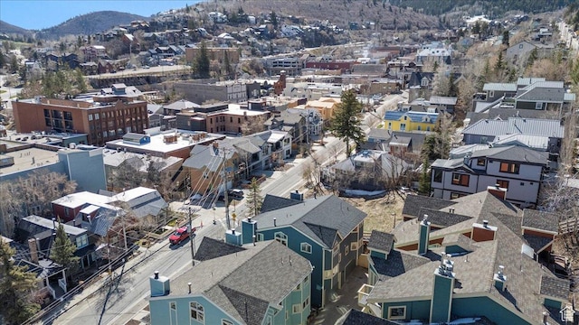 birds eye view of property featuring a residential view and a mountain view