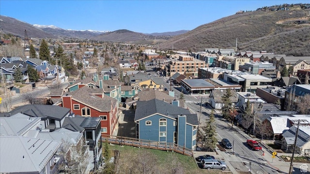 bird's eye view featuring a mountain view and a residential view