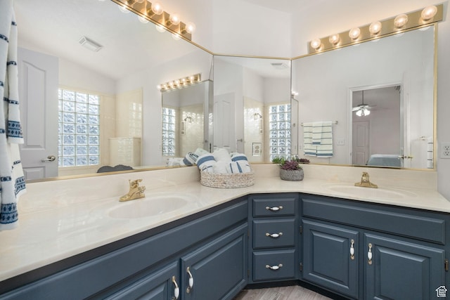 1864 S Crockett Cir, Bloomington, UT 84790 - bathroom featuring a sink, double vanity, and a wealth of natural light