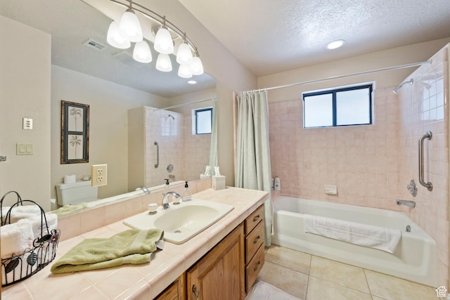 1026 Wesley Powell Dr, St George, UT 84790 - full bathroom with visible vents, plenty of natural light, tile patterned flooring, and shower / tub combo with curtain