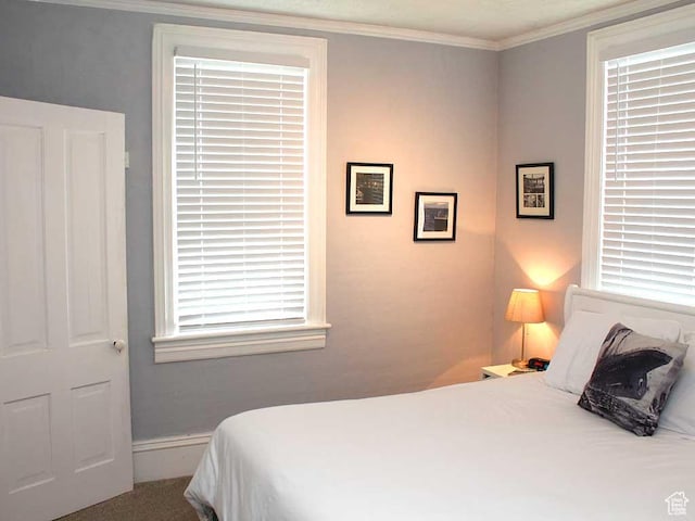 bedroom featuring ornamental molding