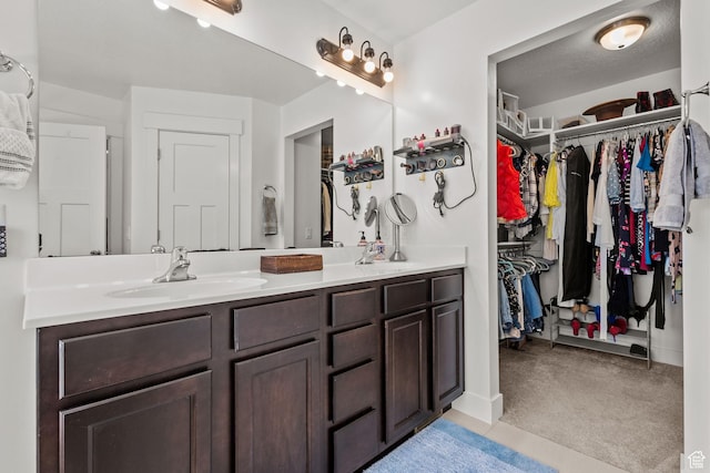 2438 E Lone Hill Dr, Draper, UT 84020 - full bathroom featuring double vanity, a sink, and a spacious closet