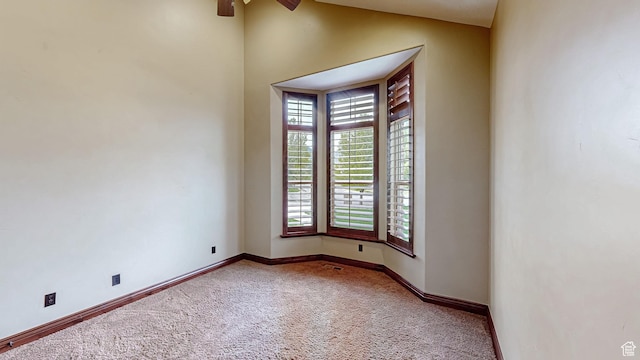 997 W 675 S, Mapleton, UT 84664 - carpeted empty room featuring ceiling fan, baseboards, and lofted ceiling