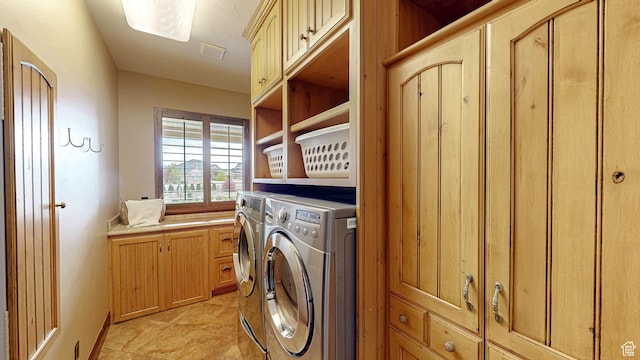 997 W 675 S, Mapleton, UT 84664 - clothes washing area with washer and dryer, cabinet space, and light tile patterned floors