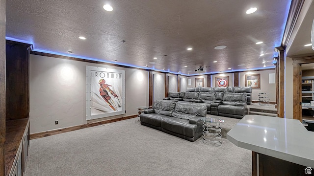 997 W 675 S, Mapleton, UT 84664 - home theater room with carpet, recessed lighting, baseboards, and a textured ceiling