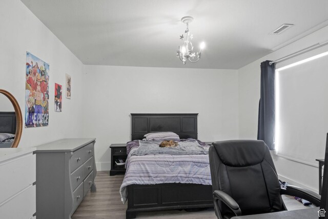 1635 W 700 S, Lehi, UT 84043 - bedroom with a chandelier, wood finished floors, and visible vents