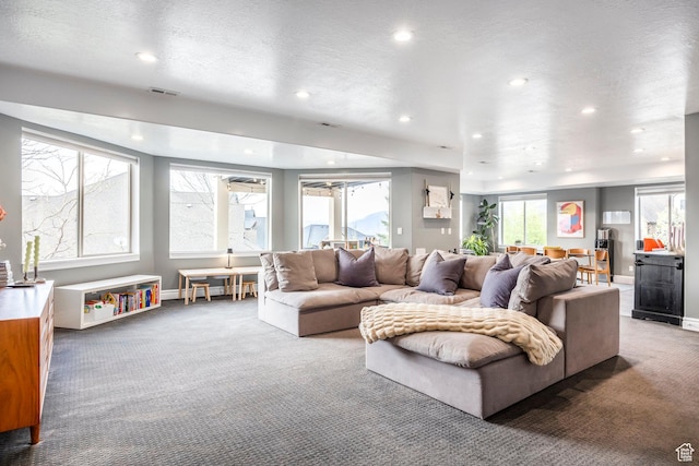 1263 E Wild Maple Ct, Draper, UT 84020 - carpeted living room with baseboards, recessed lighting, and visible vents