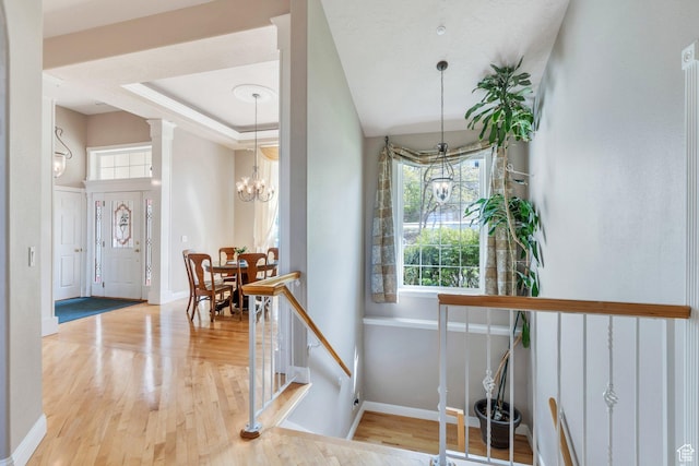 110 W Oak Cir, Woodland Hills, UT 84653 - interior space with baseboards, a chandelier, and wood finished floors