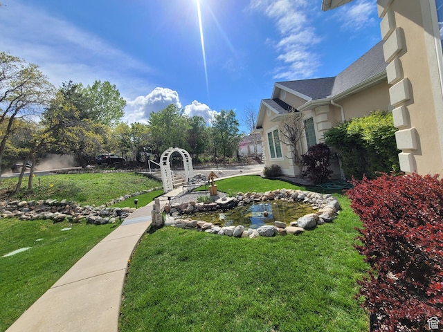110 W Oak Cir, Woodland Hills, UT 84653 - view of yard with a garden pond