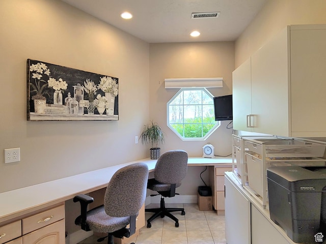 110 W Oak Cir, Woodland Hills, UT 84653 - office space with light tile patterned floors, recessed lighting, built in desk, and visible vents