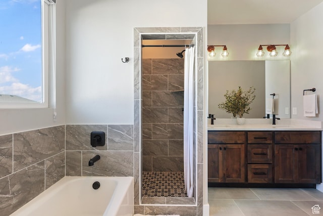1167 N 150 E Unit 53, Nephi, UT 84648 - full bathroom featuring a garden tub, a sink, double vanity, and a shower stall