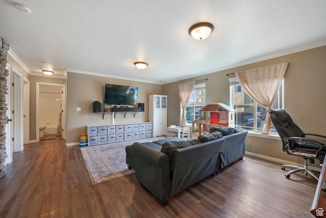 3569 E Rock Creek Rd Unit G2, Eagle Mountain, UT 84005 - living room with crown molding, baseboards, and wood finished floors