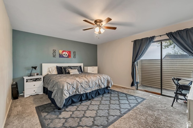 239 Country Club Dr, Stansbury Park, UT 84074 - carpeted bedroom with access to outside, a ceiling fan, and baseboards