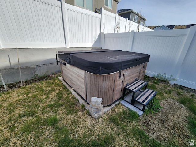 113 N Granite Park Dr, Saratoga Springs, UT 84045 - view of yard with a hot tub and fence