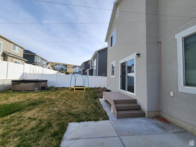 113 N Granite Park Dr, Saratoga Springs, UT 84045 - view of yard featuring a hot tub, a residential view, and a patio area