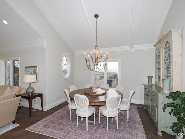 dining space featuring plenty of natural light, baseboards, and a notable chandelier