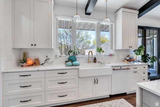 654 N 200 E, American Fork, UT 84003 - kitchen with white cabinetry, decorative light fixtures, and a sink