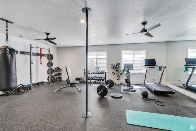 654 N 200 E, American Fork, UT 84003 - gym featuring baseboards, ceiling fan, and a textured ceiling