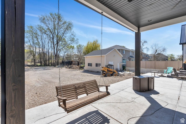 654 N 200 E, American Fork, UT 84003 - view of patio featuring fence, an outdoor living space, and a residential view
