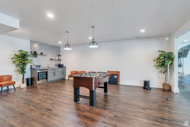 654 N 200 E, American Fork, UT 84003 - playroom with recessed lighting, dark wood-style floors, a bar, and wine cooler