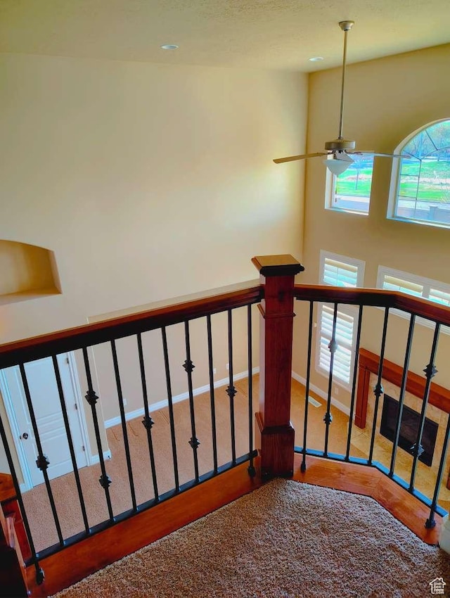 3641 W Canyon Lands Dr, Riverton, UT 84065 - stairway featuring ceiling fan