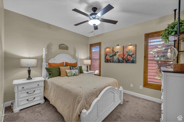 305 E 350 N, Ivins, UT 84738 - bedroom with baseboards, ceiling fan, and light colored carpet