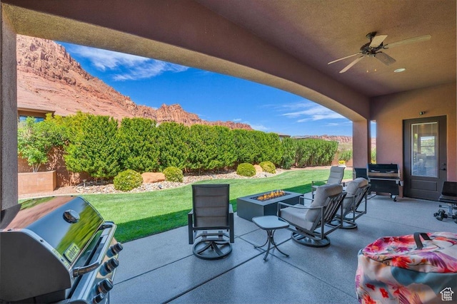 305 E 350 N, Ivins, UT 84738 - view of patio featuring ceiling fan, an outdoor fire pit, and a grill