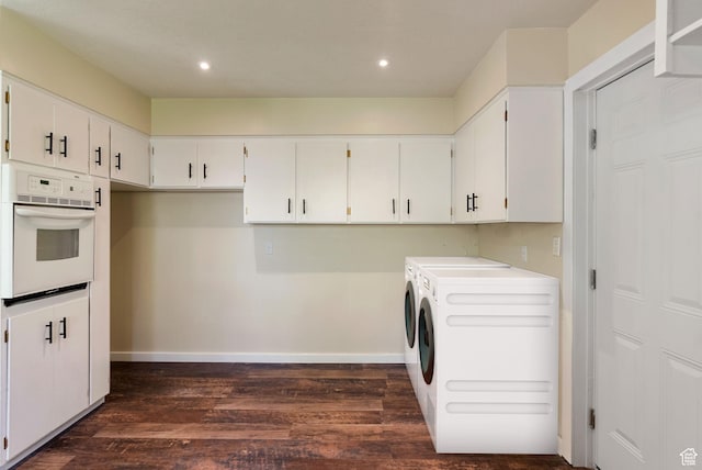 163 E 350 S, Logan, UT 84321 - clothes washing area featuring laundry area, baseboards, dark wood-style floors, separate washer and dryer, and recessed lighting