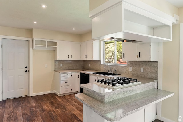 163 E 350 S, Logan, UT 84321 - kitchen with a peninsula, black dishwasher, white gas cooktop, light countertops, and a sink