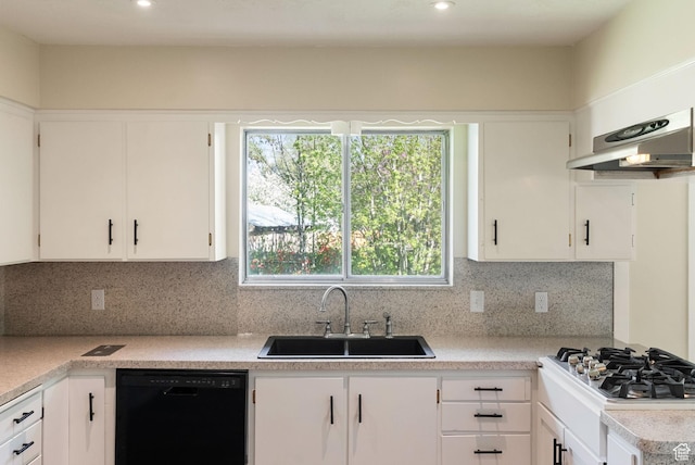 163 E 350 S, Logan, UT 84321 - kitchen featuring a sink, light countertops, under cabinet range hood, stainless steel gas stovetop, and black dishwasher