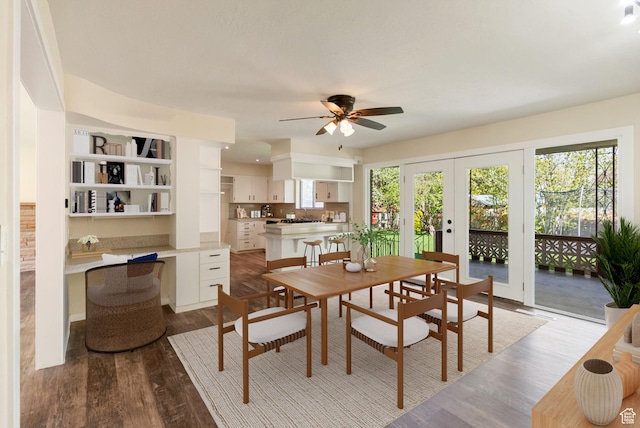 163 E 350 S, Logan, UT 84321 - dining area with ceiling fan, french doors, and dark wood finished floors