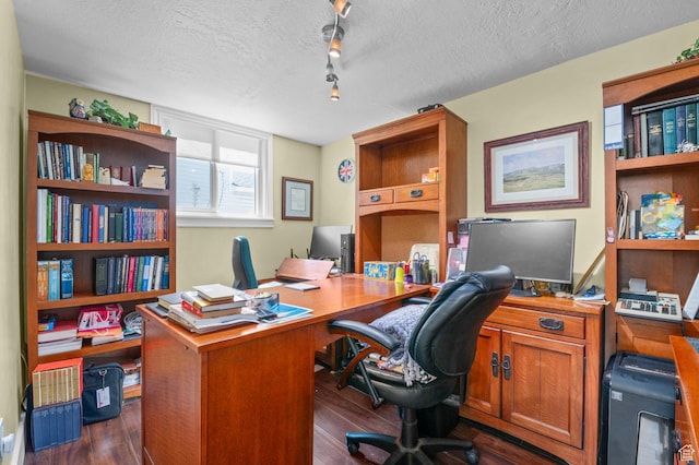 627 S 825 E, Layton, UT 84041 - office area with dark wood-style flooring, a textured ceiling, and track lighting