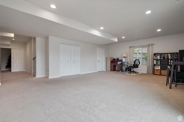 7673 N Red Oak E, Eagle Mountain, UT 84005 - interior space featuring light colored carpet, recessed lighting, and baseboards