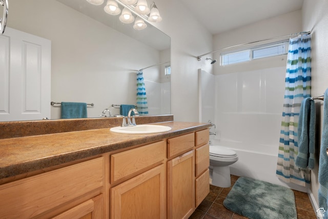 7673 N Red Oak E, Eagle Mountain, UT 84005 - full bathroom with shower / bath combo with shower curtain, toilet, tile patterned floors, and vanity