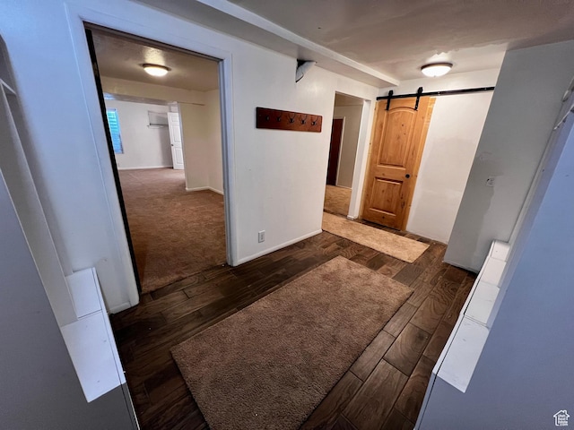 1752 Cedar View Rd, Soda Springs, ID 83276 - corridor with a barn door and wood finished floors