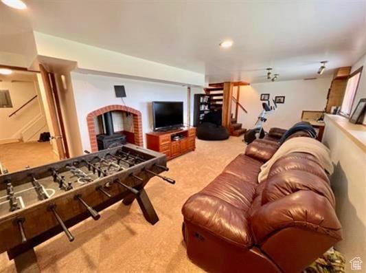 1752 Cedar View Rd, Soda Springs, ID 83276 - carpeted living room with stairs