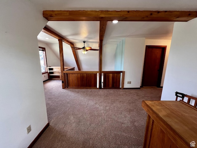 1752 Cedar View Rd, Soda Springs, ID 83276 - empty room with carpet, beamed ceiling, ceiling fan, baseboards, and recessed lighting