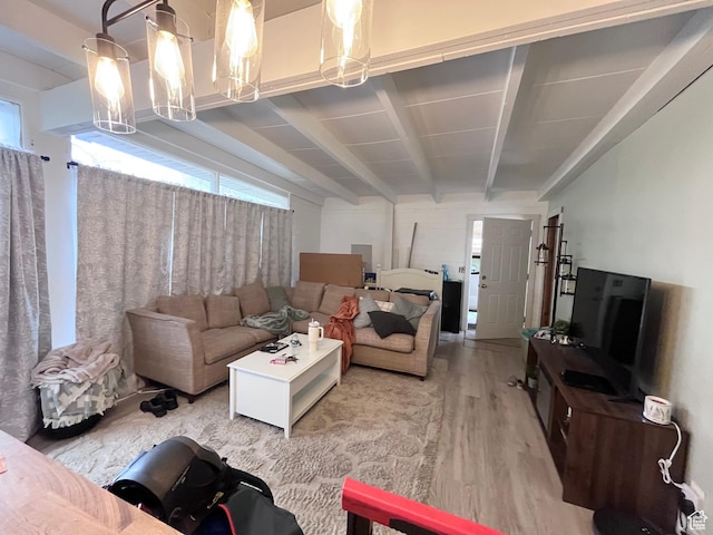 3766 S Orchard Ave E, South Ogden, UT 84403 - living room featuring light wood-style floors and beam ceiling