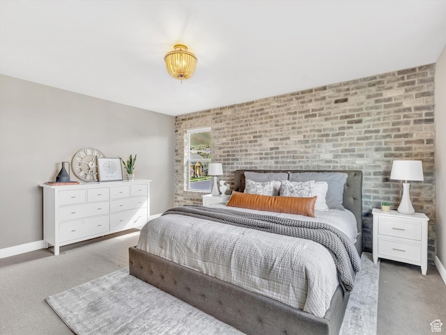 2813 W Hidden Moose Ln, Lehi, UT 84043 - carpeted bedroom with baseboards and brick wall