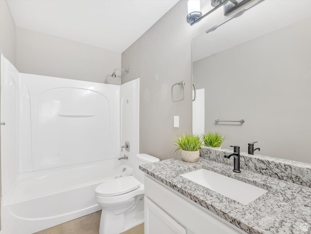 2813 W Hidden Moose Ln, Lehi, UT 84043 - full bathroom featuring toilet, bathing tub / shower combination, tile patterned flooring, and vanity