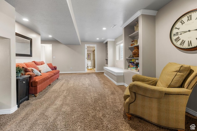 454 N 3550 W, Layton, UT 84041 - carpeted living area with recessed lighting, a textured ceiling, and built in features