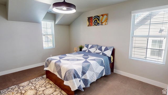 10627 S Lake Terrace Ave S, South Jordan, UT 84009 - bedroom with carpet floors, baseboards, multiple windows, and vaulted ceiling