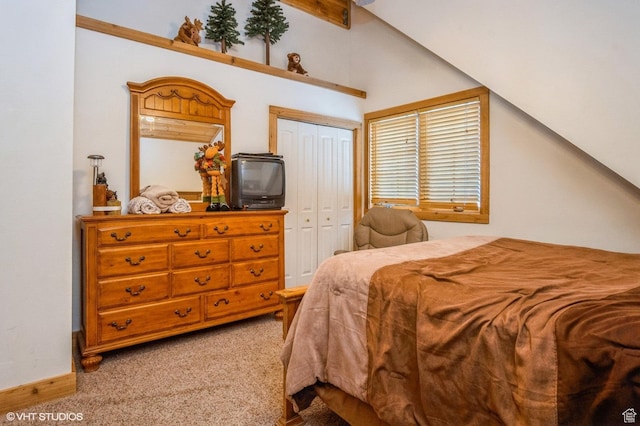 4417 Buck Way Unit 2029, Heber City, UT 84032 - bedroom featuring light carpet, a closet, and lofted ceiling