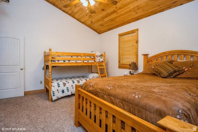 4417 Buck Way Unit 2029, Heber City, UT 84032 - bedroom featuring a ceiling fan, vaulted ceiling, wooden ceiling, baseboards, and carpet flooring