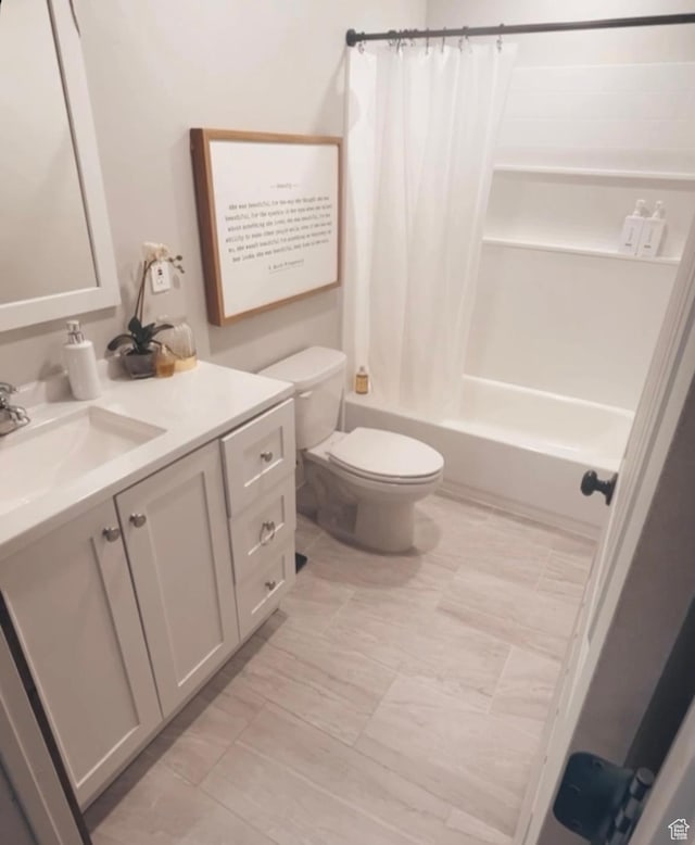 35 E 400 N, Moroni, UT 84646 - bathroom featuring toilet, shower / tub combo, and vanity