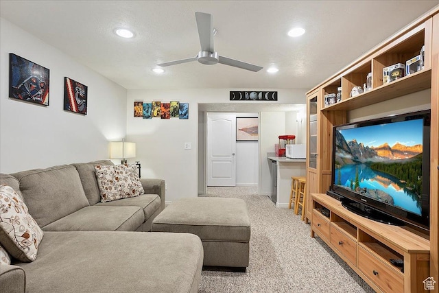 3072 S 1065 W, Syracuse, UT 84075 - living area with ceiling fan, recessed lighting, and light colored carpet