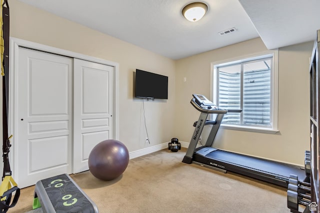 3381 W Slate View Dr, South Jordan, UT 84095 - workout area featuring baseboards, carpet, and visible vents
