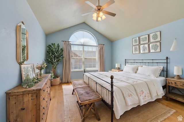 487 W 350 S Unit D, Springville, UT 84663 - bedroom featuring light wood-type flooring, a ceiling fan, and vaulted ceiling