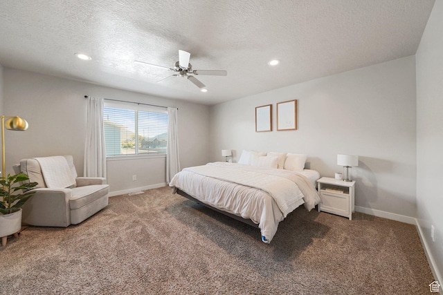 825 S 1710 E, Spanish Fork, UT 84660 - carpeted bedroom featuring baseboards, a ceiling fan, recessed lighting, and a textured ceiling